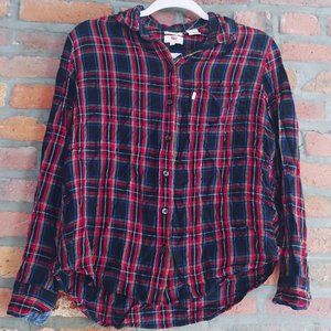 levi's blue and red plaid boyfriend flannel